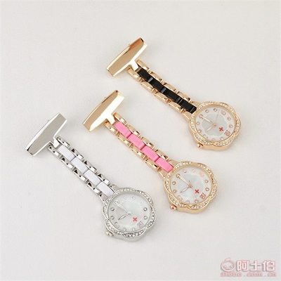 復(fù)古與時(shí)尚的完美結(jié)合 SD外貿(mào)熱賣鑲鉆滴膠石英護(hù)士表掛表